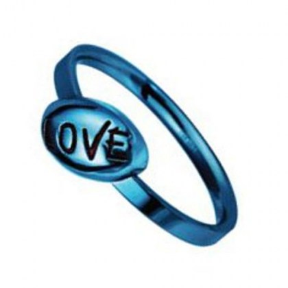 Stainless Steel Ring blue PVD *TEEN LOVE*