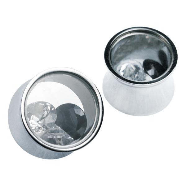 Stainless Steel Piercing Plug with crystals (cod.BPJ04)