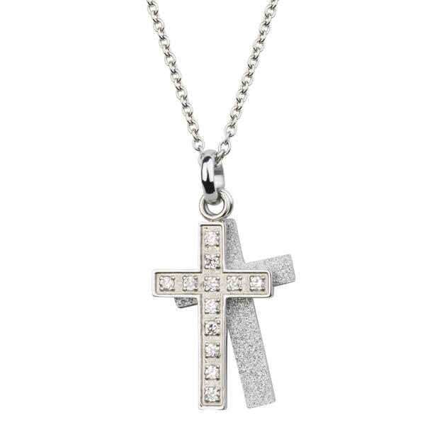 Stainless Steel Pendant sand effect ad crystals *Faith*