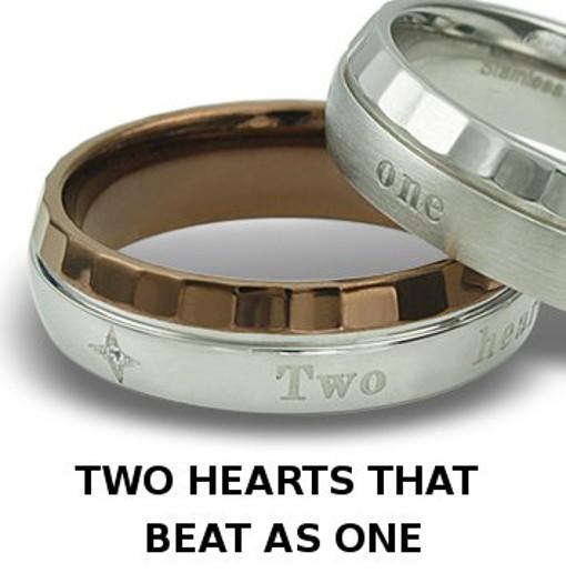 Stainless Steel Ring coffee color  *Two hearts that beat as one*