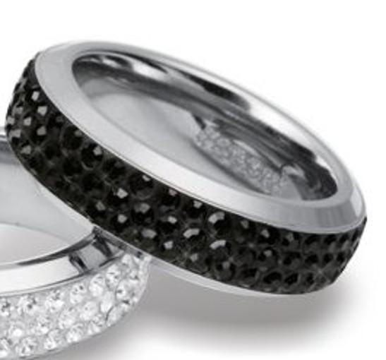 Stainless Steel Ring with black crystals *Adagio*