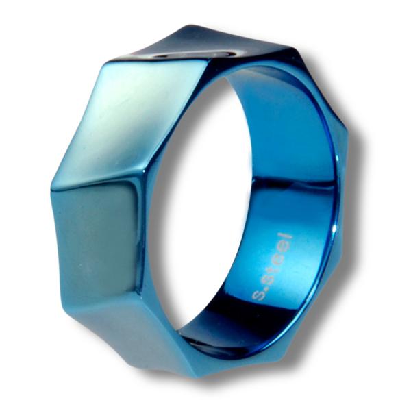 Stainless Steel Ring blue PVD *NEW VISION*