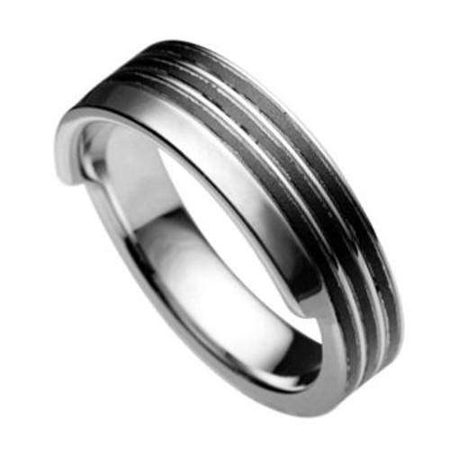 Stainless Steel Ring *Hugs* black PVD
