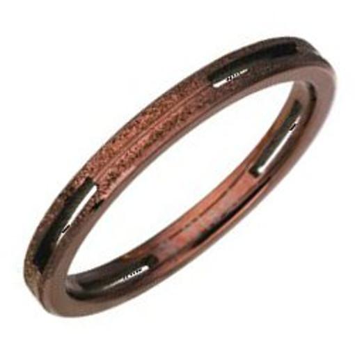 Stainless Steel Ring coffee color sand effect *Safari*