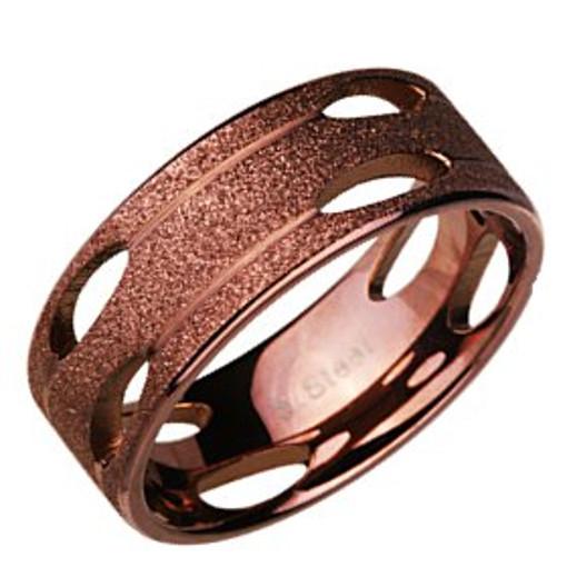 Stainless Steel Ring coffee sand effect *Sahara*