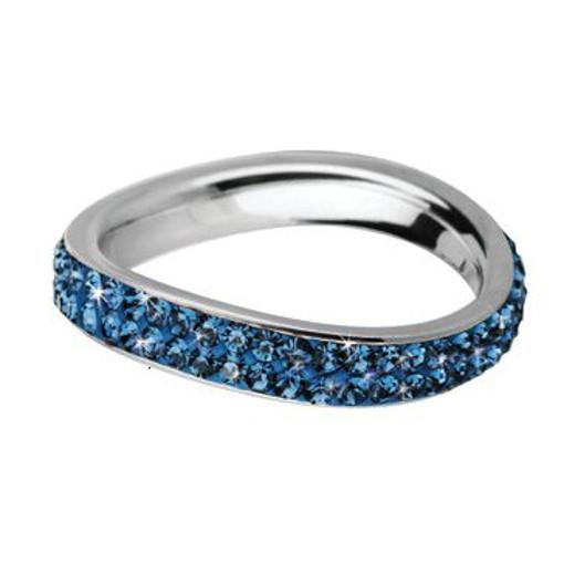 Stainless Steel Ring with blue  Swarovski Elements *Nostalgie*