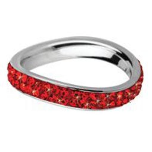 Stainless Steel Ring with red  Swarovski Elements *Tango*