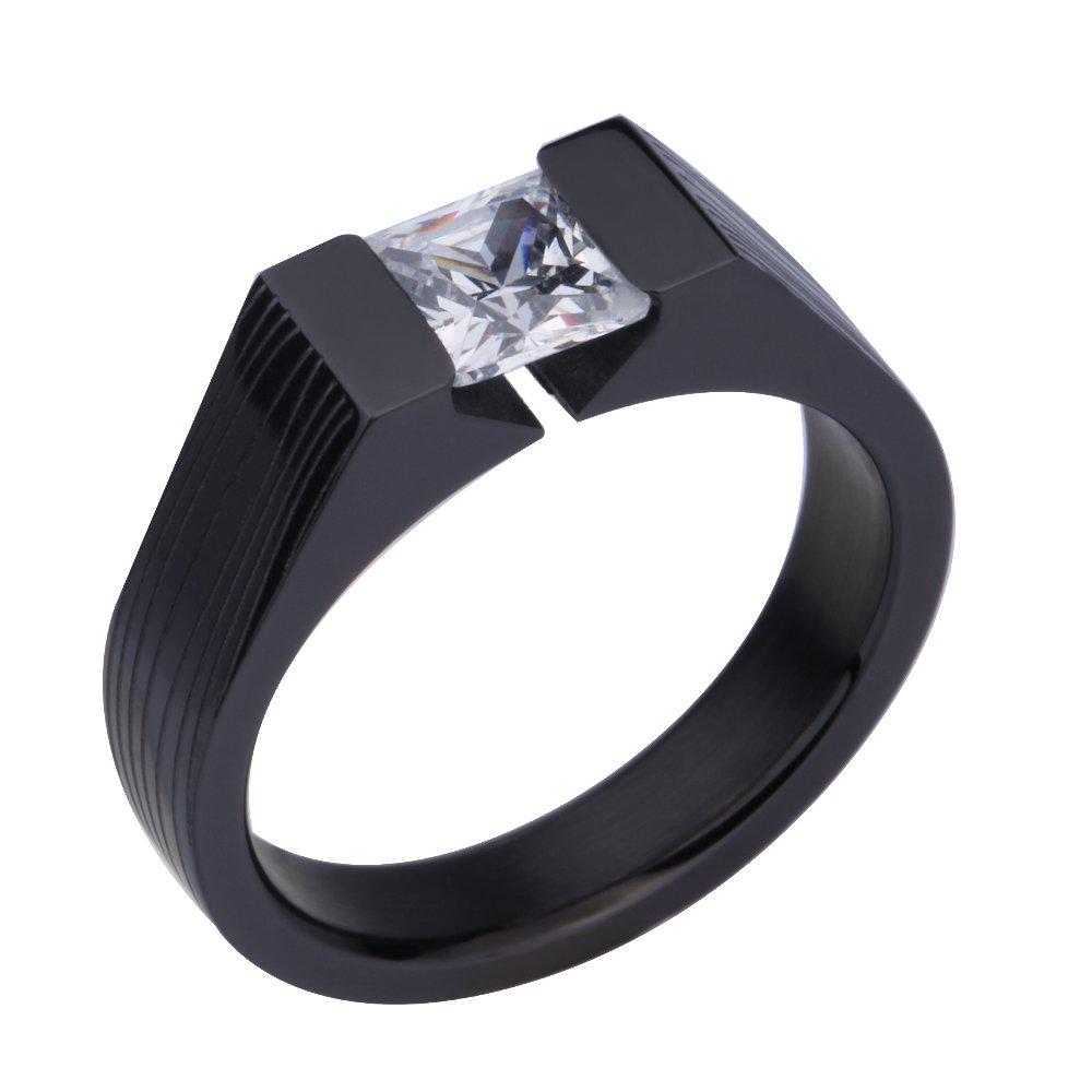 Stainless Steel Ring black with Crystal *One & Only*