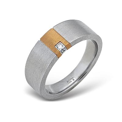 Stainless Steel Ring with 2 brillants 1,0 kt (cod.RSDM23 GOLD)