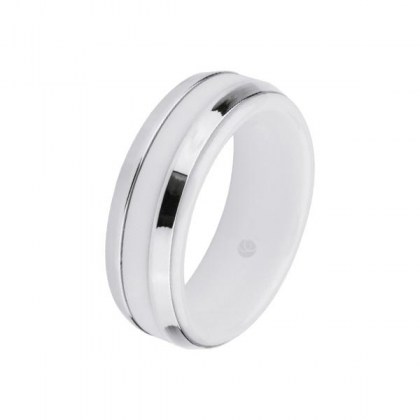 Stainless Steel and white Ceramic Ring *Prestige*