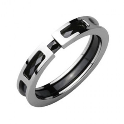 Stainless Steel and Black Ceramic Ring *Future*