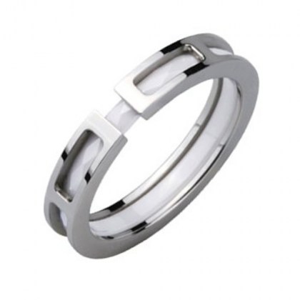 Stainless Steel and white Ceramic Ring *Future*
