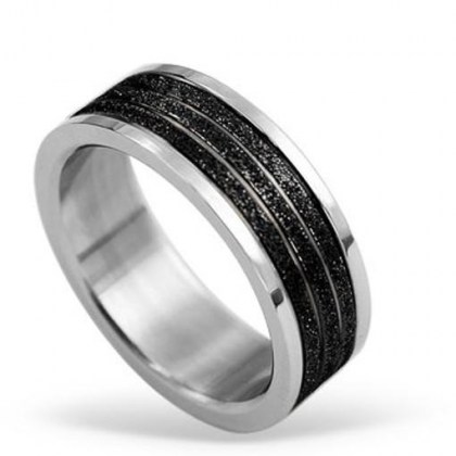 Stainless Steel Ring black sand effect *Desideri*