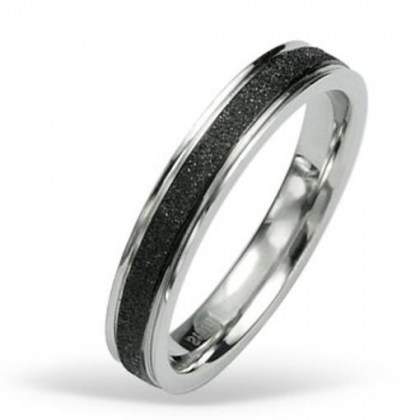 Stainless Steel Ring black sand effect *Carezze*