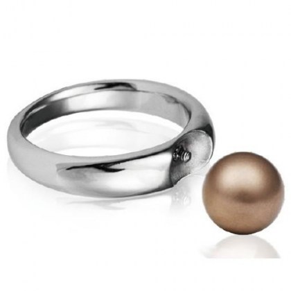 Stainless Steel Ring with rosegold ball *Semplicità*