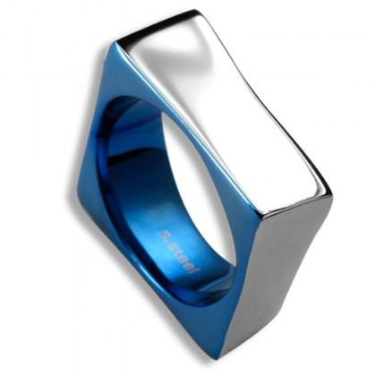 Stainless Steel Ring with blue PVD *NEW ERA*