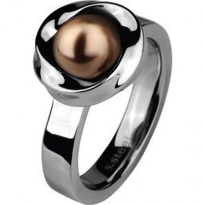 Stainless Steel Ring with river pearl *Pearl of Africa*
