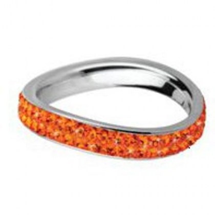 Stainless Steel Ring with orange  Swarovski Elements *Tramonto*