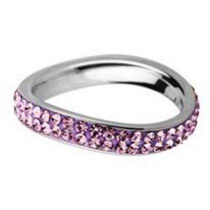 Stainless Steel Ring with purple Swarovski Elements *Saisir le jour*