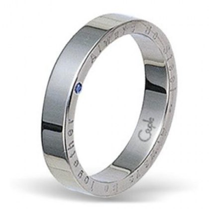 Stainless Steel Ring with blue crystal *Always be together*
