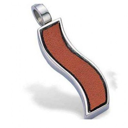 Stainless Steel Pendant with leather  (cod.PSLR26 BROWN)
